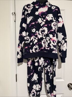 adidas Black Floral Tie-Dye Track Pants & Hoodie Set
